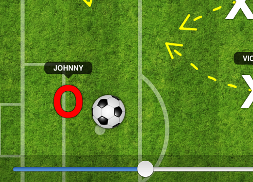 Soccer play with animation scrubber along bottom of image